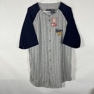Vintage Deadstock Michigan Wolverines Pro Edge Baseball Shirt Mens Large Button